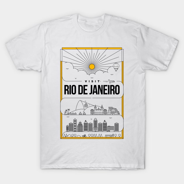 Rio de Janeiro Minimal Lineal Poster T-Shirt by kursatunsal